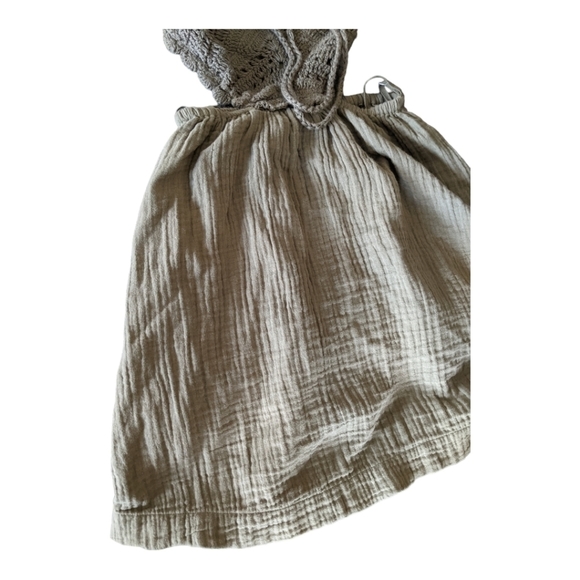 Aerie Pool-To-Party Crochet Halter Mini Dress Women's XS/TP Washed Olive Green - Picture 13 of 15